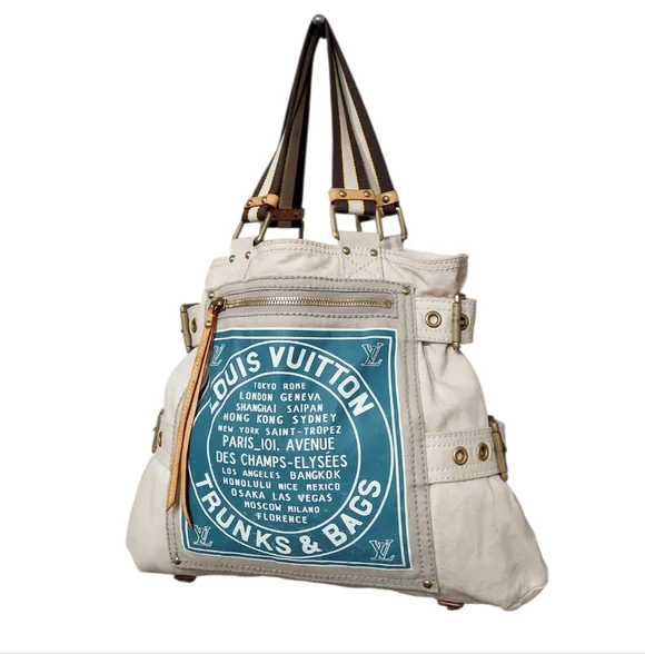 Louis Vuitton Limited Edition Globe Shopper Cabas Canvas Tote Bag Gently Loved - Picture 5 of 15